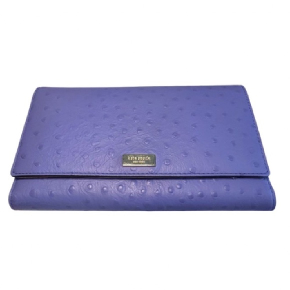 Kate Spade Trifold Wallet - Purple - Ostrich Texture Leather - Picture 1 of 11